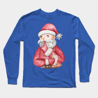 Santa Watercolor Funny Long Sleeve T-Shirt